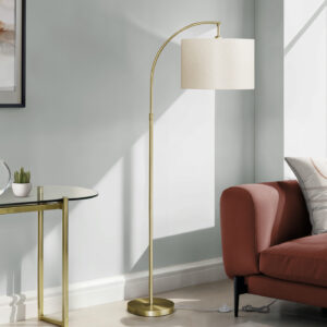 Lighting, 65"H, Floor Lamp, Brass Metal, Ivory / Cream Shade, Contemporary