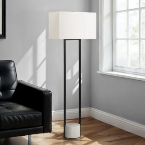 Lighting, 62"H, Floor Lamp, Black Metal, Ivory / Cream Shade, Contemporary