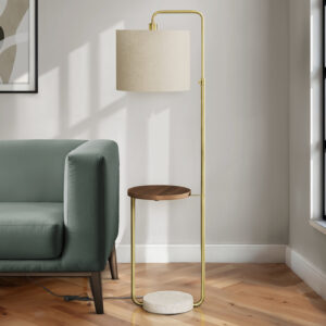 Lighting, 67"H, Floor Lamp, Usb Port Included, Brass Metal, Beige Shade, Contemporary