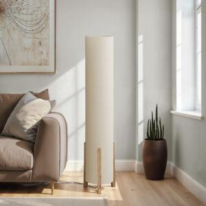 Lighting, 50"H, Floor Lamp, Brown Wood Look, Ivory / Cream Shade, Contemporary