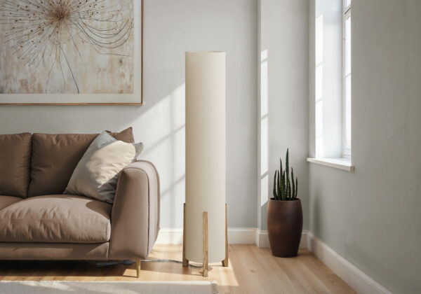Lighting, 50″H, Floor Lamp, Brown Wood Look, Ivory / Cream Shade, Contemporary
