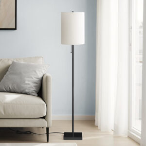 Lighting, 62"H, Floor Lamp, Black Metal, Ivory / Cream Shade, Contemporary