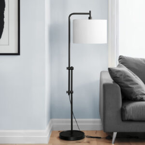 Lighting, 63"H, Floor Lamp, Black Metal, Ivory / Cream Shade, Contemporary