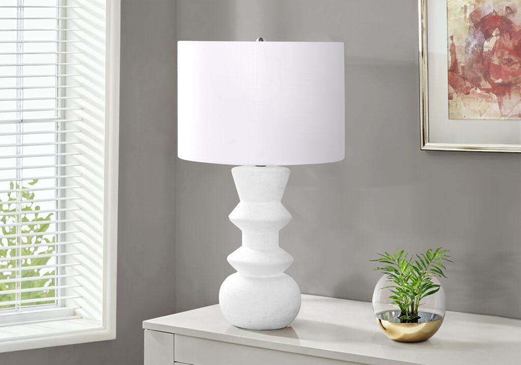 Lighting, 26″H, Table Lamp, Cream Ceramic, Ivory / Cream Shade, Contemporary