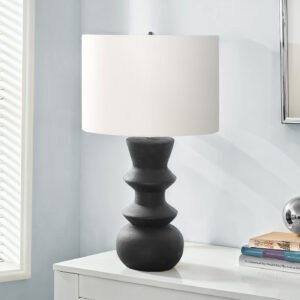 Lighting, 26"H, Table Lamp, Black Ceramic, Ivory / Cream Shade, Contemporary