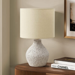 Lighting, 16"H, Table Lamp, Beige Resin, Beige Shade, Contemporary