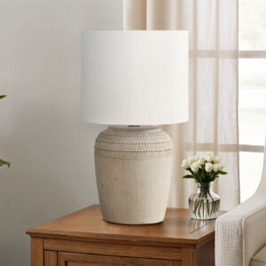 Lighting, 17"H, Table Lamp, Beige Ceramic, Ivory / Cream Shade, Contemporary