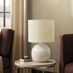 Lighting, 15"H, Table Lamp, Ivory Resin, Beige Shade