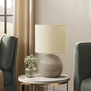 Lighting, 15"H, Table Lamp, Beige Resin, Beige Shade, Contemporary, Modern