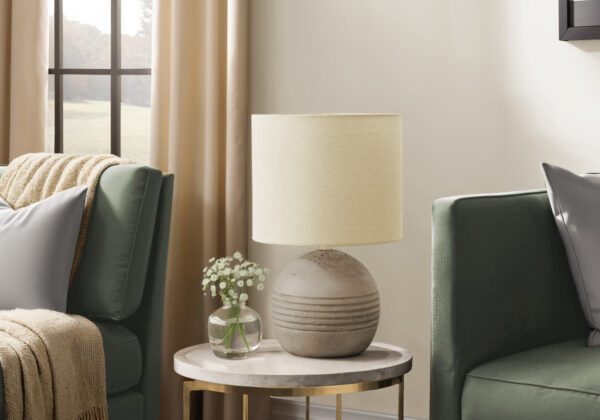 Lighting, 15″H, Table Lamp, Beige Resin, Beige Shade, Contemporary, Modern