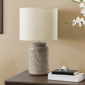 Lighting, 17"H, Table Lamp, Taupe Resin, Ivory / Cream Shade