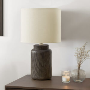 Lighting, 17"H, Table Lamp, Brown Resin, Ivory / Cream Shade, Contemporary, Modern