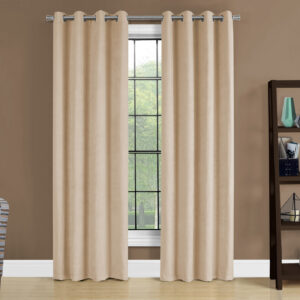 Curtain Panel, 2pcs Set, 54"W X 95"L, Room Darkening, Grommet, Living Room, Bedroom, Kitchen, Beige Micro Suede, Contemporary, Modern