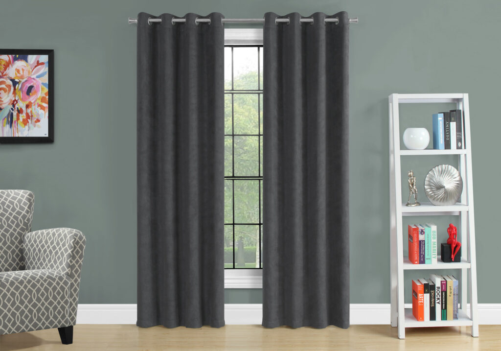 Curtain Panel, 2pcs Set, 54″W X 95″L, Room Darkening, Grommet, Living Room, Bedroom, Kitchen, Grey Micro Suede, Contemporary, Modern