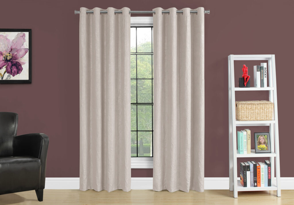 Curtain Panel, 2pcs Set, 54″W X 84″L, Room Darkening, Grommet, Living Room, Bedroom, Kitchen, Beige Micro Suede, Contemporary, Modern
