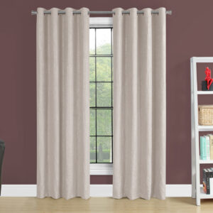 Curtain Panel, 2pcs Set, 54"W X 95"L, Room Darkening, Grommet, Living Room, Bedroom, Kitchen, Beige Micro Suede, Contemporary, Modern