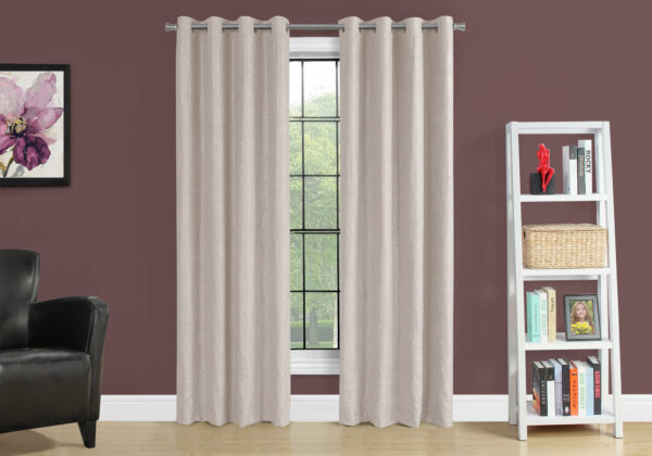 Curtain Panel, 2pcs Set, 54″W X 95″L, Room Darkening, Grommet, Living Room, Bedroom, Kitchen, Beige Micro Suede, Contemporary, Modern