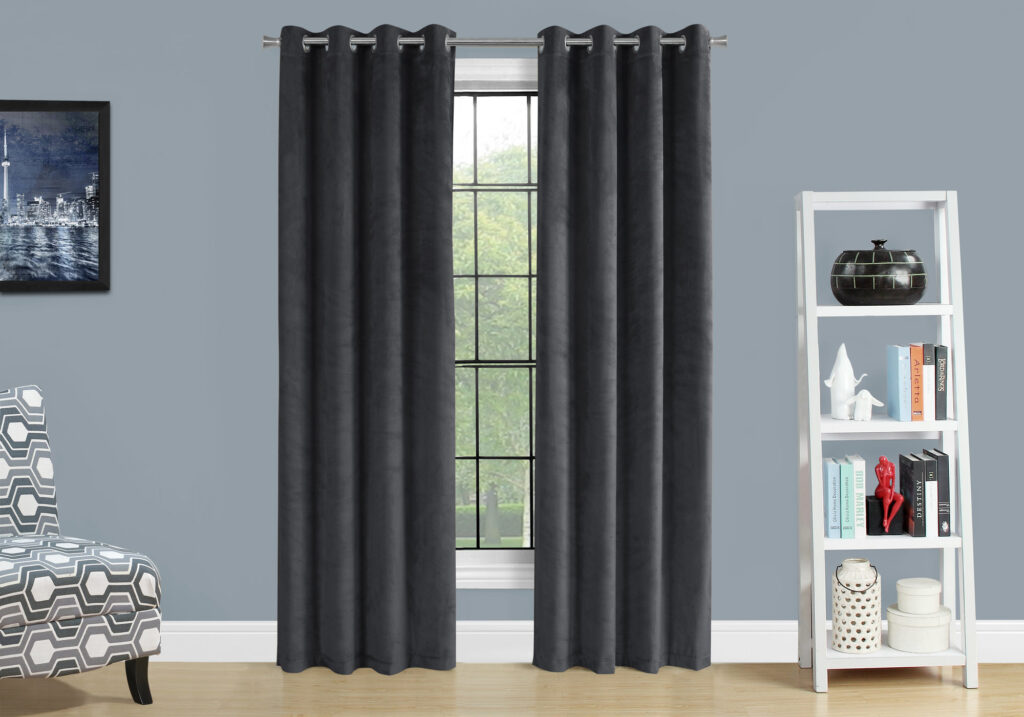 Curtain Panel, 2pcs Set, 54″W X 84″L, Room Darkening, Grommet, Living Room, Bedroom, Kitchen, Grey Velvet, Contemporary, Modern