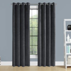 Curtain Panel, 2pcs Set, 54"W X 84"L, Room Darkening, Grommet, Living Room, Bedroom, Kitchen, Grey Velvet, Contemporary, Modern