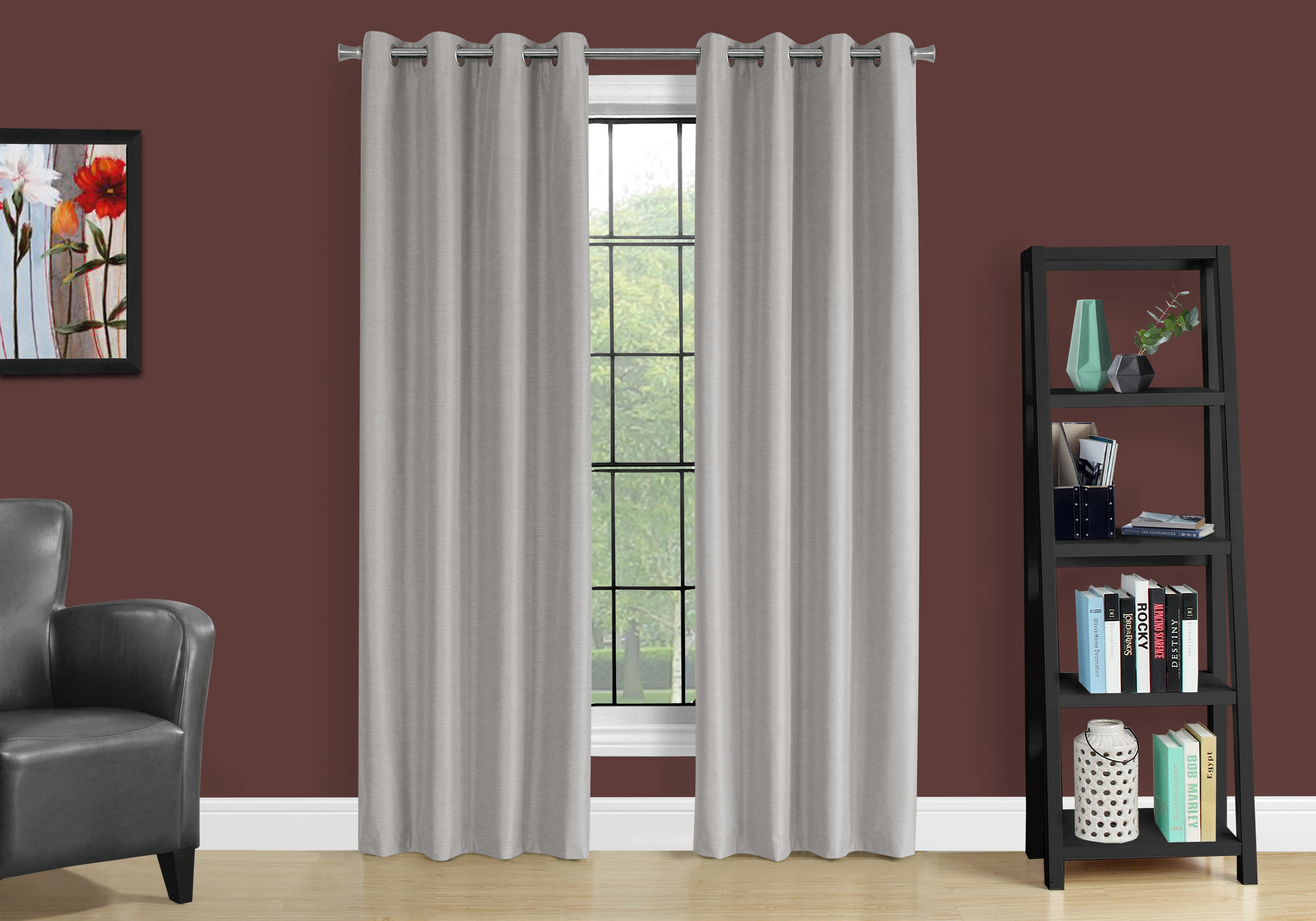 Curtain Panel, 2pcs Set, 54″W X 95″L, 100% Blackout, Grommet, Living Room, Bedroom, Kitchen, Grey Thermal Insulation Polyester, Contemporary, Modern