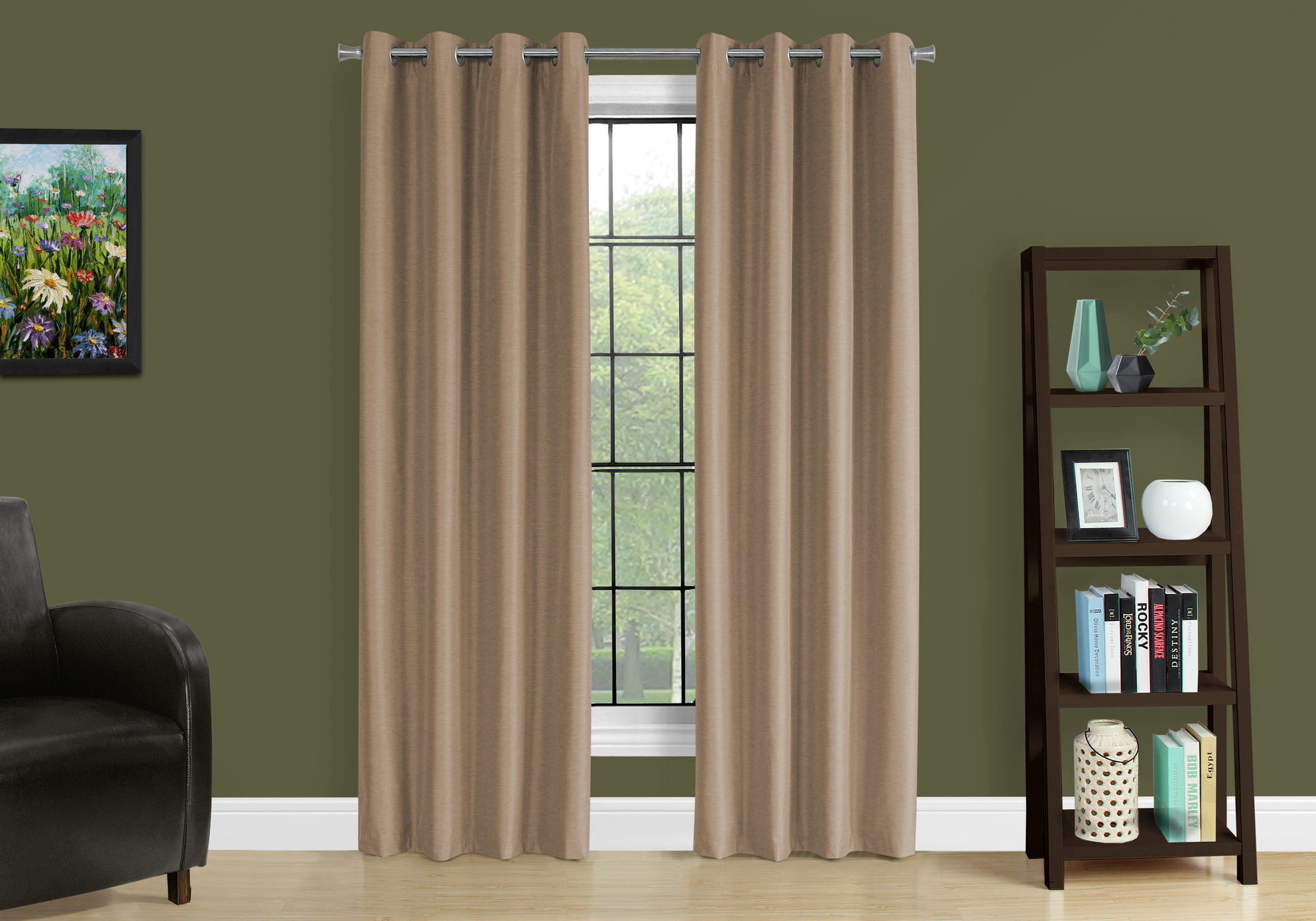 Curtain Panel, 2pcs Set, 54″W X 84″L, 100% Blackout, Grommet, Living Room, Bedroom, Kitchen, Brown Thermal Insulation Polyester, Contemporary, Modern