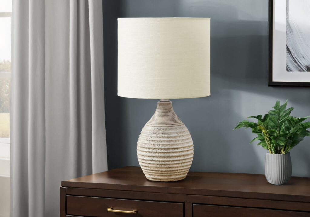 Lighting, 17″H, Table Lamp, Ivory Resin, Ivory / Cream Shade, Contemporary, Modern