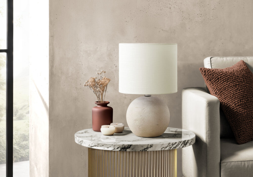 Lighting, Table Lamp, 16″H, Ivory Concrete, Ivory / Cream Shade, Contemporary, Modern
