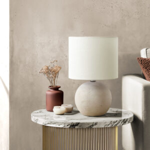 Lighting, Table Lamp, 16"H, Ivory Concrete, Ivory / Cream Shade, Contemporary, Modern
