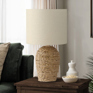 Lighting, 17"H, Table Lamp, Natural Rattan, Beige Shade, Transitional