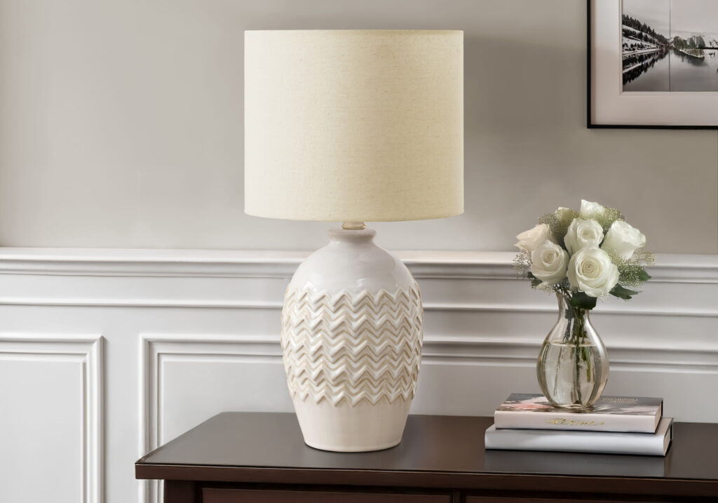 Lighting, Table Lamp, 19″H, Ivory Ceramic, Ivory / Cream Shade, Transitional