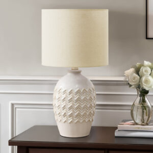 Lighting, Table Lamp, 19"H, Ivory Ceramic, Ivory / Cream Shade, Transitional