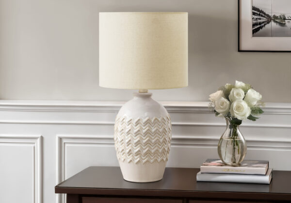Lighting, Table Lamp, 19″H, Ivory Ceramic, Ivory / Cream Shade, Transitional