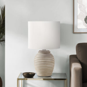 Lighting, 17"H, Table Lamp, Beige Resin, Ivory / Cream Shade, Contemporary