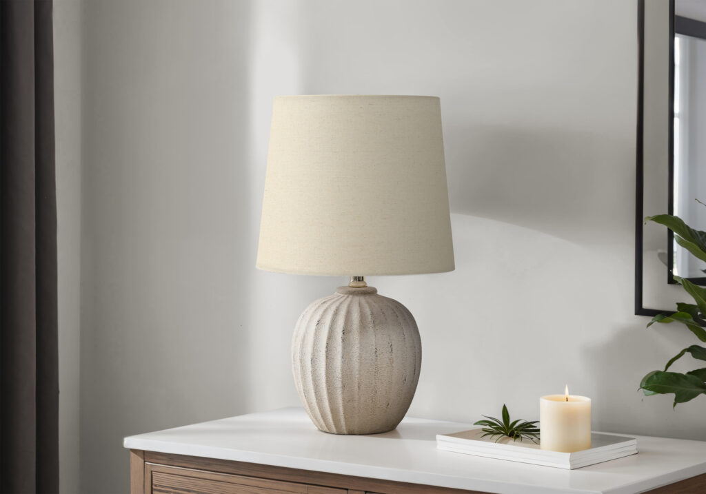 Lighting, 19″H, Table Lamp, Beige Resin, Beige Shade, Transitional