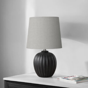 Lighting, 19"H, Table Lamp, Black Resin, Grey Shade, Transitional