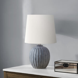 Lighting, 19"H, Table Lamp, Grey Resin, Ivory / Cream Shade, Transitional