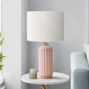 Lighting, 23"H, Table Lamp, Pink Ceramic, Ivory / Cream Shade, Contemporary, Modern