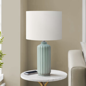 Lighting, 23"H, Table Lamp, Ivory / Cream Shade, Green Ceramic, Contemporary, Modern