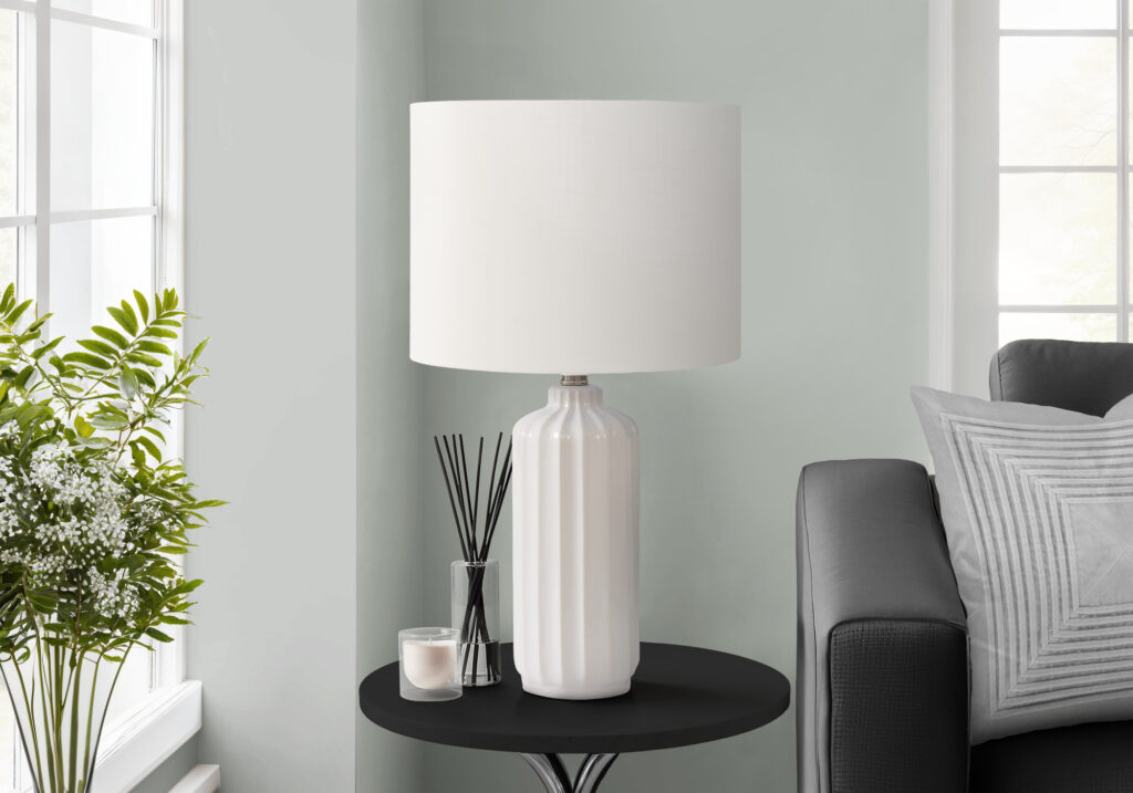 Lighting, 23″H, Table Lamp, Cream Ceramic, Ivory / Cream Shade, Contemporary, Modern