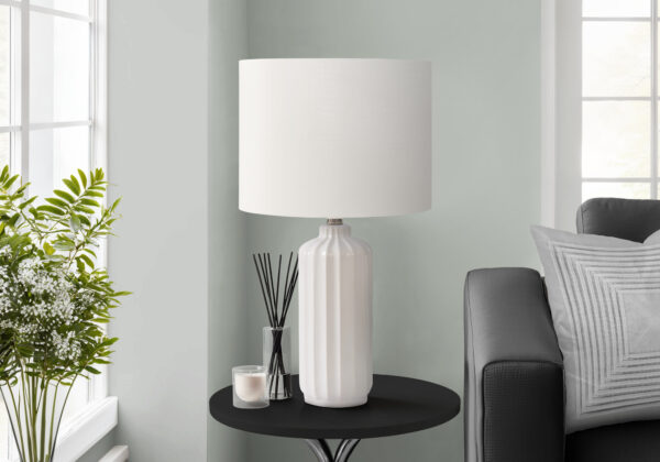 Lighting, 23″H, Table Lamp, Cream Ceramic, Ivory / Cream Shade, Contemporary, Modern
