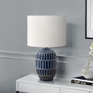 Lighting, 22"H, Table Lamp, Blue Ceramic, Ivory / Cream Shade, Contemporary, Modern