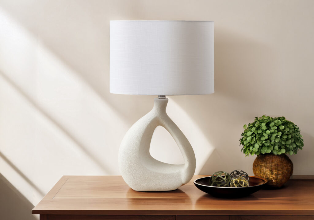 Lighting, 23″H, Table Lamp, Ivory Resin, Ivory / Cream Shade, Contemporary
