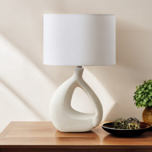 Lighting, 23"H, Table Lamp, Ivory Resin, Ivory / Cream Shade, Contemporary