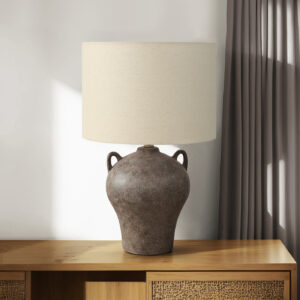 Lighting, 22"H, Table Lamp, Brown Ceramic, Beige Shade, Transitional