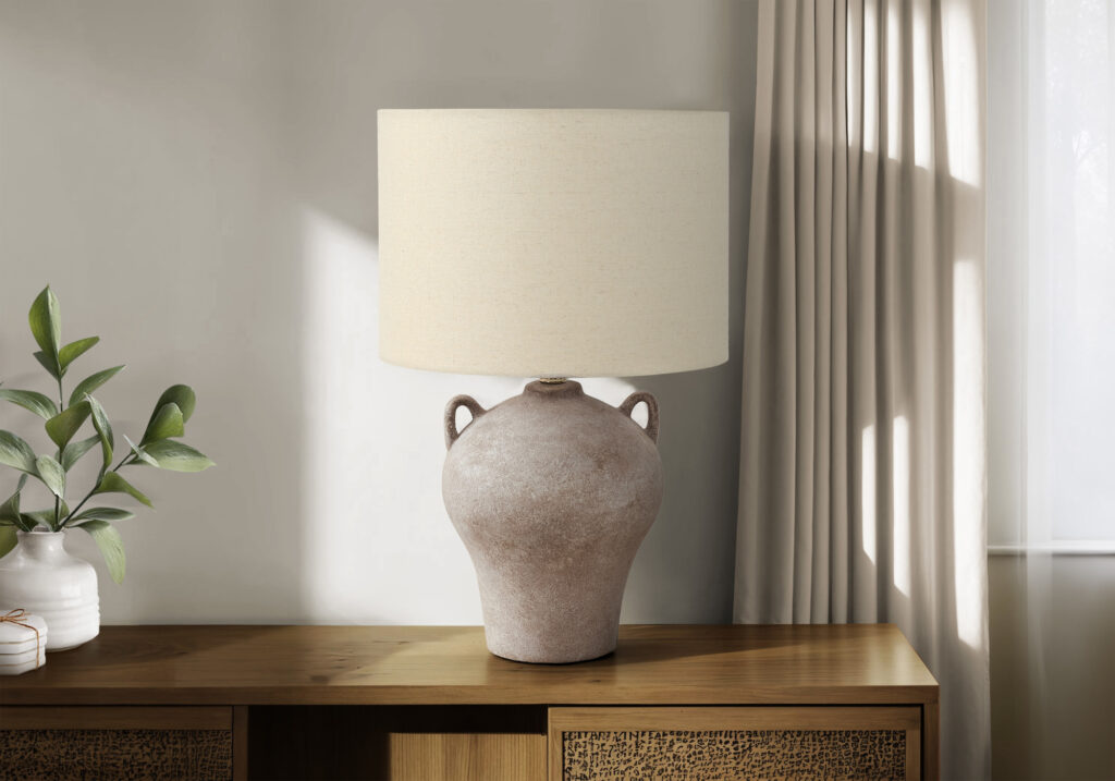 Lighting, 22″H, Table Lamp, Beige Ceramic, Beige Shade, Transitional
