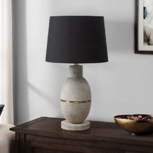 Lighting, 25"H, Table Lamp, Grey Resin, Black Shade, Contemporary, Modern