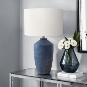 Lighting, 25"H, Table Lamp, Blue Concrete, Ivory / Cream Shade, Contemporary, Modern