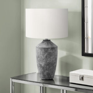Lighting, 25"H, Table Lamp, Grey Concrete, Ivory / Cream Shade, Contemporary, Modern