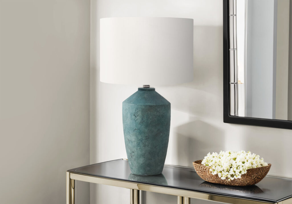 Lighting, 25″H, Table Lamp, Green Concrete, Ivory / Cream Shade, Contemporary, Modern