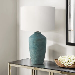 Lighting, 25"H, Table Lamp, Green Concrete, Ivory / Cream Shade, Contemporary, Modern
